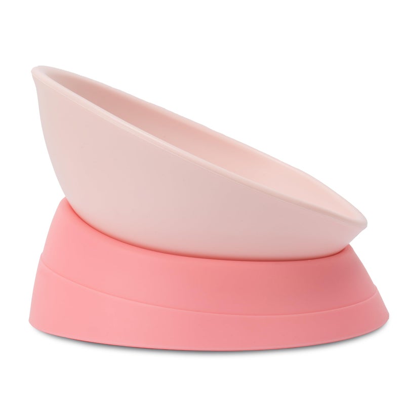 Umysky French Bulldog Food Bowl- Slanted Tilted Pug Food Water Bowl,Cat Bowl- Feeder for Frenchie/Shih Tzu/Flat Faced Small Dogs/Puppies/Cats (Pink, 2 Cup) - Image 1